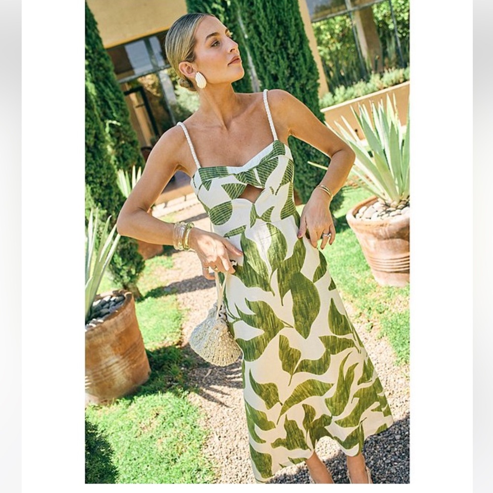 NWT Antonio Melani x M.G. Style Finley Linen Blend Sweetheart Neck Maxi Dress - Picture 15 of 16